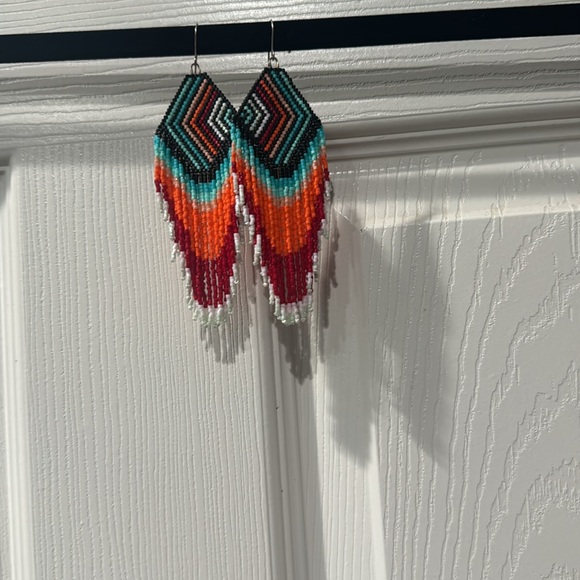 Beaded Fringe Earrings - Picture 2 of 3